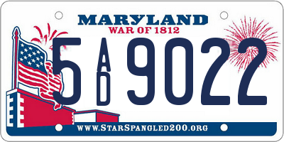 MD license plate 5AD9022