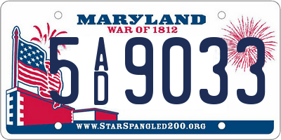 MD license plate 5AD9033