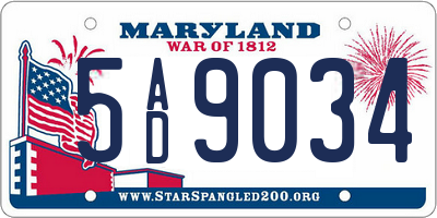 MD license plate 5AD9034