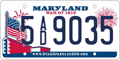 MD license plate 5AD9035
