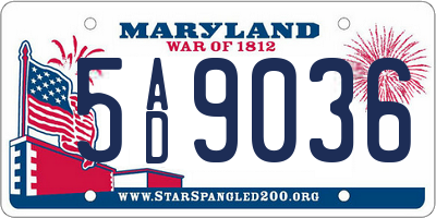MD license plate 5AD9036