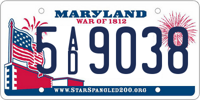 MD license plate 5AD9038