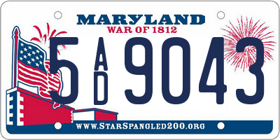 MD license plate 5AD9043