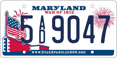 MD license plate 5AD9047
