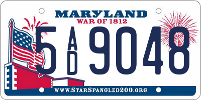 MD license plate 5AD9048