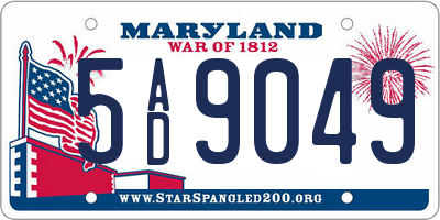 MD license plate 5AD9049