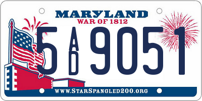 MD license plate 5AD9051