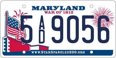 MD license plate 5AD9056