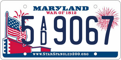 MD license plate 5AD9067