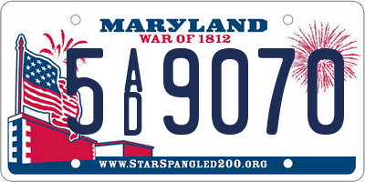 MD license plate 5AD9070