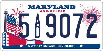 MD license plate 5AD9072