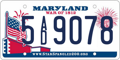 MD license plate 5AD9078