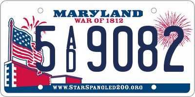 MD license plate 5AD9082