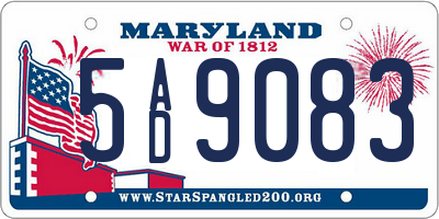 MD license plate 5AD9083