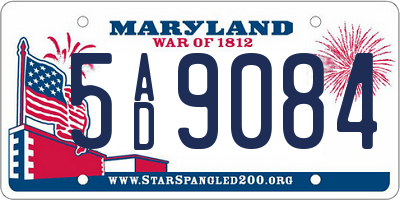 MD license plate 5AD9084