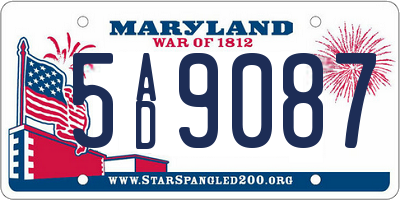 MD license plate 5AD9087
