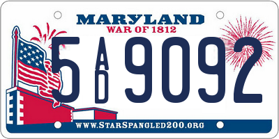 MD license plate 5AD9092