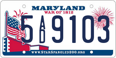 MD license plate 5AD9103