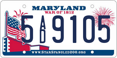 MD license plate 5AD9105