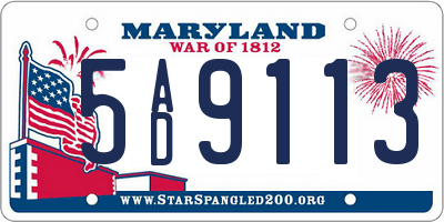 MD license plate 5AD9113