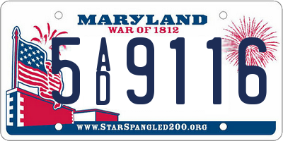 MD license plate 5AD9116