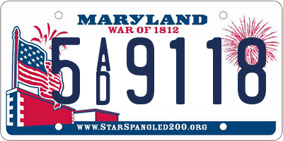 MD license plate 5AD9118