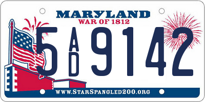 MD license plate 5AD9142