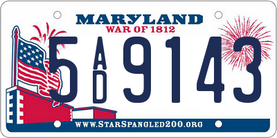 MD license plate 5AD9143