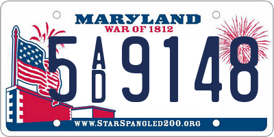 MD license plate 5AD9148