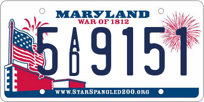 MD license plate 5AD9151