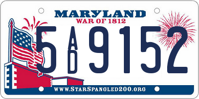 MD license plate 5AD9152