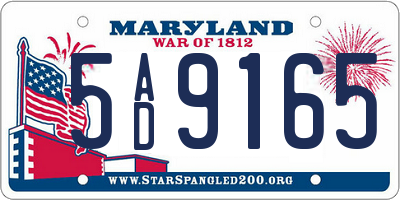 MD license plate 5AD9165