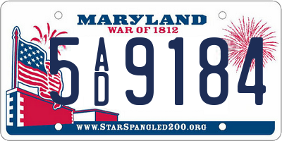 MD license plate 5AD9184