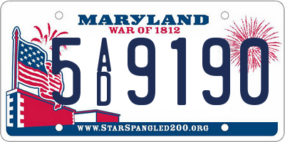 MD license plate 5AD9190