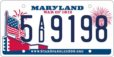 MD license plate 5AD9198