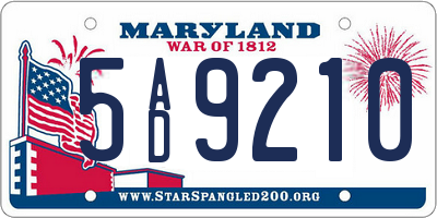 MD license plate 5AD9210