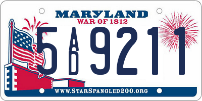 MD license plate 5AD9211