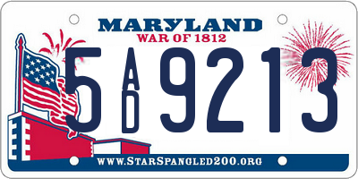 MD license plate 5AD9213