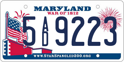 MD license plate 5AD9223