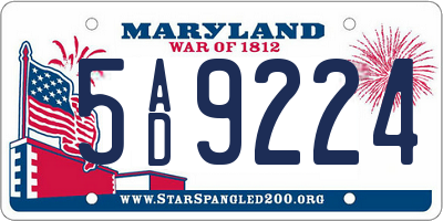 MD license plate 5AD9224