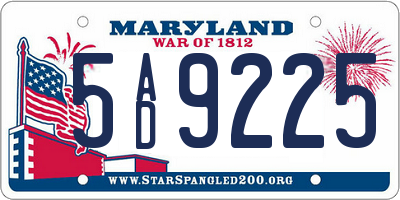 MD license plate 5AD9225