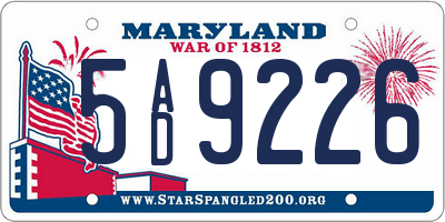 MD license plate 5AD9226