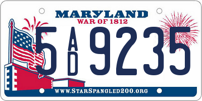 MD license plate 5AD9235