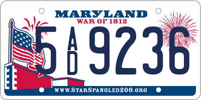 MD license plate 5AD9236