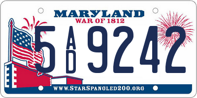 MD license plate 5AD9242