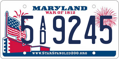 MD license plate 5AD9245