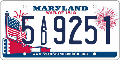 MD license plate 5AD9251