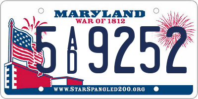 MD license plate 5AD9252