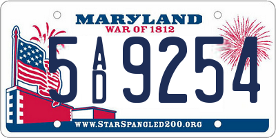 MD license plate 5AD9254