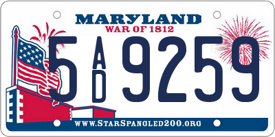 MD license plate 5AD9259